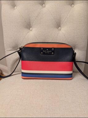kate spade Grove Street Millie Striped Crossbody And Shoulder Bag - Navy & Coral